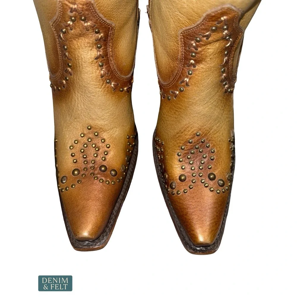 NEW Corral Metallic Bronze Studded Western Tall Cowboy‎ Boots Rodeo Glam 7.5M